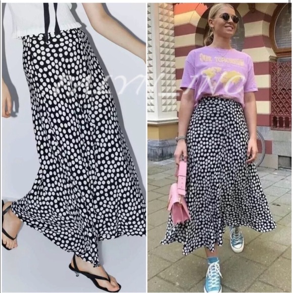 Zara Dresses & Skirts - Zara big polka dot maxi blogger favorite a line Flowy skirt